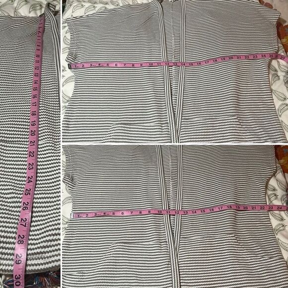 Main Strip Stripe Waffle Cardigan Tassel Hem Open M - Picture 10 of 10